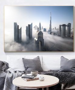 Skyline of Dubai Downtown Canvas Art Prints Dubai Cityscape Posters and Prints Canvas Paintings for Bedroom 3