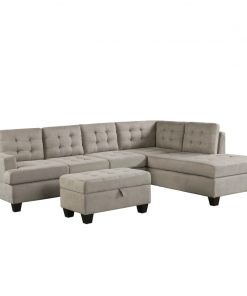 Sofa 3 Piece Sectional Sofa with Chaise Lounge and Storage Ottoman L Shape Couch Living Room 3