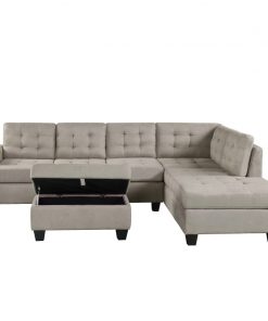 Sofa 3 Piece Sectional Sofa with Chaise Lounge and Storage Ottoman L Shape Couch Living Room 5