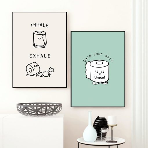 Toilet Paper Yoga Funny Quote Minimalist Wall Art Canvas Painting Nordic Posters And Prints Pictures For 1