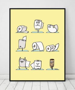 Toilet Paper Yoga Funny Quote Minimalist Wall Art Canvas Painting Nordic Posters And Prints Pictures For 3