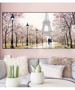 Tower Landscape Abstract Oil Painting on Canvas Poster Print Wall Picture for Living Room Romantic City 1
