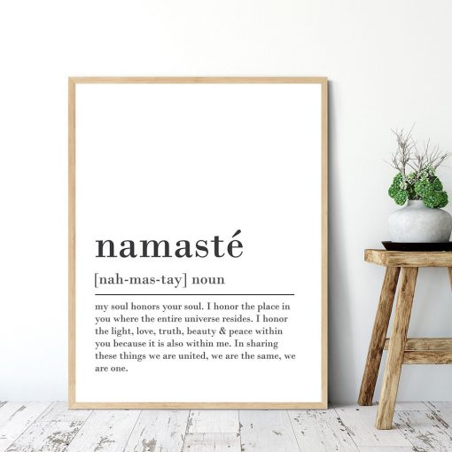 Wall Art Canvas Painting Namaste Definition Print Zen Yoga Black and White Picture Buddha Half Face 1