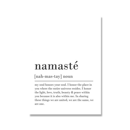 Wall Art Canvas Painting Namaste Definition Print Zen Yoga Black and White Picture Buddha Half Face 3