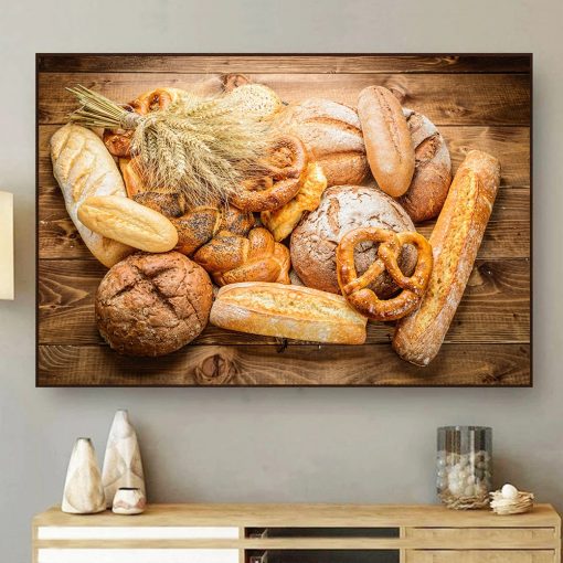 Wheat Kitchen Theme Canvas Painting On The Wall Food Pictures For Kitchen Room Decor Bread Canvas 4