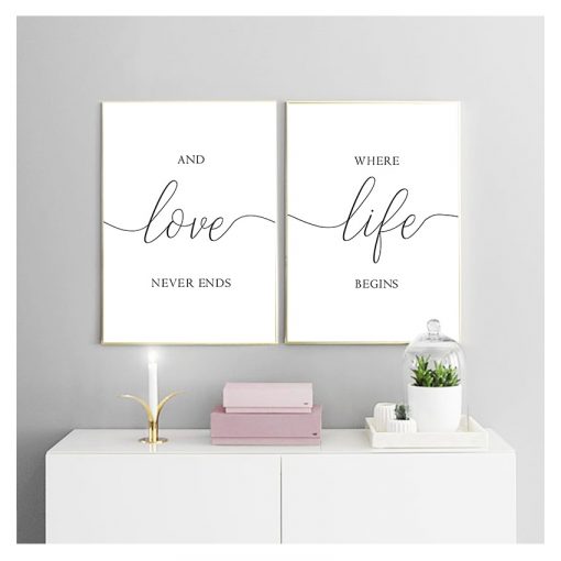 White Typography Poster Family Sign Modern Wall Art Canvas Painting Pictures for Living Room Home Family 4