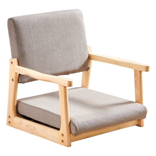 Wood Padded Legless Chair Armchair Zaisu Japanese Tatami Floor Seating Great For Reading Meditating Living Room
