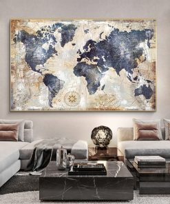 World Map Poster Print Pink Colors Wall Art Canvas Painting Big Size Wall Picture for Living 4