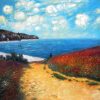 100 Handmade Living Room Wall Art Painting Meadow Road to Pourville 1882 Claude Monet Paintings Seascape