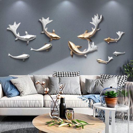 3d Fish Ornaments TV Background Wall Creative Wall Decoration Wall Hanging 2