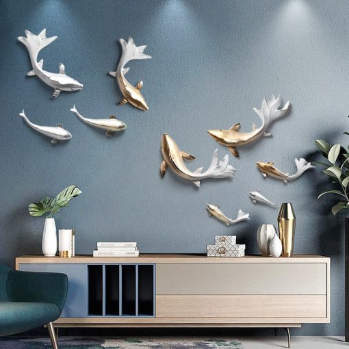 3d Fish Ornaments TV Background Wall Creative Wall Decoration Wall Hanging 3