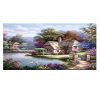 Abstract House Garden Flowers Trees Lake Oil Painting Printed On Canvas Nordic Wall Art Poster And