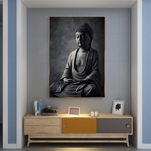 Black Meditating Buddha Statue Wall Art Canvas Prints Canvas Art Paintings on The Wall Buddhism Pictures 1