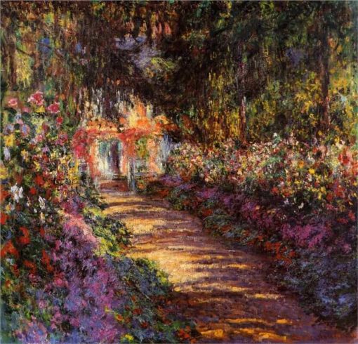 Canvas Landscape Oil Painting Garden Path at Giverny by Claude Monet Modern Art Painting Reproduction