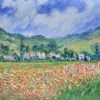 Famous Monet Painting Handpainted Poppy Field near Giverny by Claude Monet Oil on Canvas Art Wall