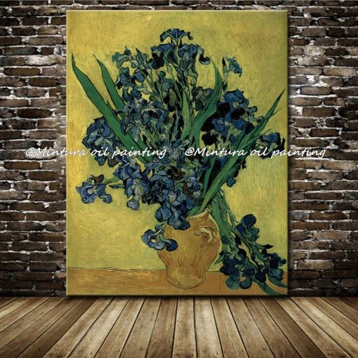 Free Shipping Hand Painted Purple Iris Reproduction Oil Painting On Canvas Vincent van Gogh Oil Paintings