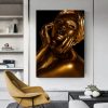 Golden African Woman Canvas Painting Modern Wall Art Posters and Prints Picture for Living Room Home