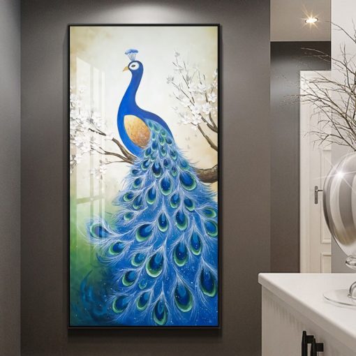 Golden Peacock Butterfly Flower Feather Bird Canvas Painting Animal Posters and Prints Wall Art Picture for 1