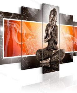 HD Hot Sell Fashion Wall Art Canvas Painting 5 Pieces Buddha Zen Meditation Landscape Waterfall Modern 3