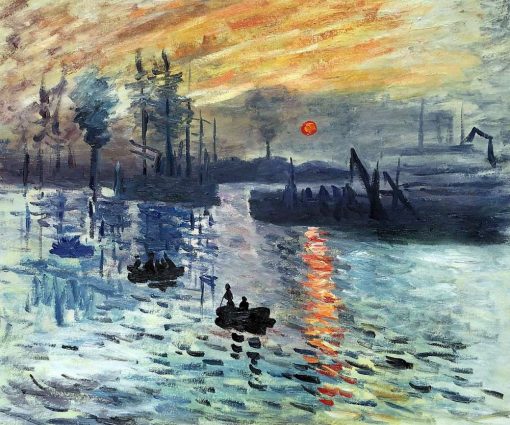 Handpainted Canvas Wall Art Picture Landscape Painting Sunrise 1872 by Claude Monet Oil Paintings for Living