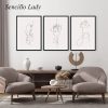 Line Drawing Kiss Flower Art Canvas Painting Beige Abstract Wall Poster Minimalist Print Decorative Picture Modern