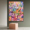 Many Colorful Love Hearts Grafffiti Art Canvas Paintings Posters and Print Pink Wall Art Pictures Living