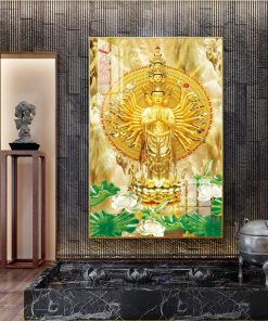New Chinese Style Guanyin God Buddha Wall Art Modern Canvas Paintings Wall Picture Buddhism Posters Decor 3
