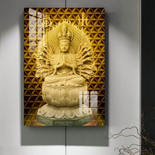 New Chinese Style Guanyin God Buddha Wall Art Modern Canvas Paintings Wall Picture Buddhism Posters Decor