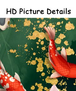 Nordic Luxury Lucky Nine Fish Canvas Painting Feng Shui Koi Posters Lotus Flowers Wall Pictures for 4