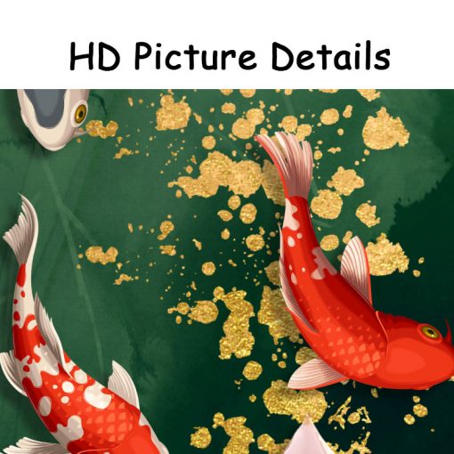 Nordic Luxury Lucky Nine Fish Canvas Painting Feng Shui Koi Posters Lotus Flowers Wall Pictures for 4