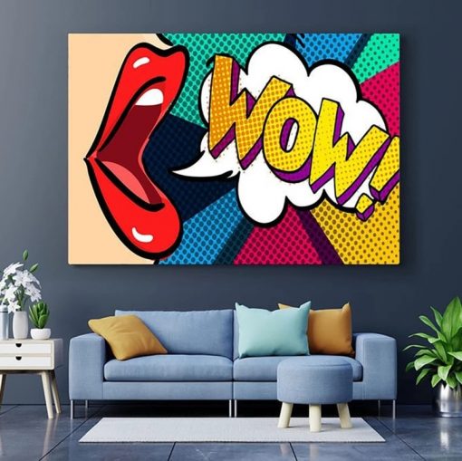 Pop Art Wall Art Comic Woman WOW Omg Shock Comic Style Canvas Wall Art for Living 1