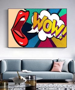 Pop Art Wall Art Comic Woman WOW Omg Shock Comic Style Canvas Wall Art for Living 2