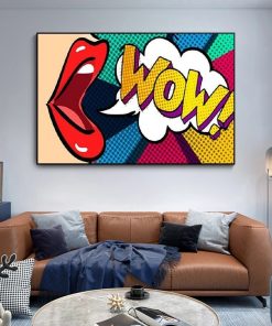 Pop Art Wall Art Comic Woman WOW Omg Shock Comic Style Canvas Wall Art for Living 3