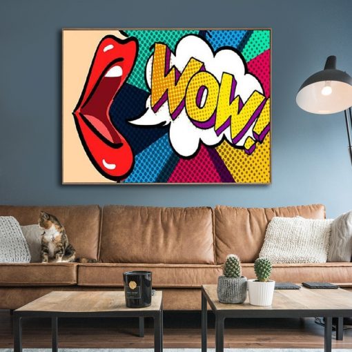 Pop Art Wall Art Comic Woman WOW Omg Shock Comic Style Canvas Wall Art for Living