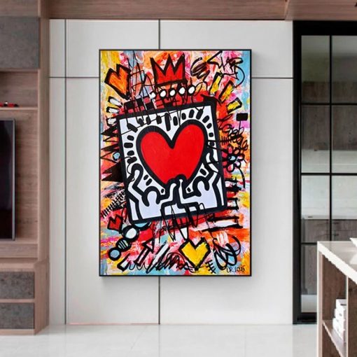 Pop Graffiti Art Heart Canvas Painting Abstract Street Art Posters and Prints Wall Art Picture for 1