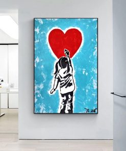 Pop Graffiti Art Heart Canvas Painting Abstract Street Art Posters and Prints Wall Art Picture for 2