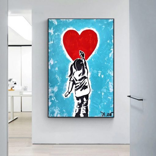 Pop Graffiti Art Heart Canvas Painting Abstract Street Art Posters and Prints Wall Art Picture for 2