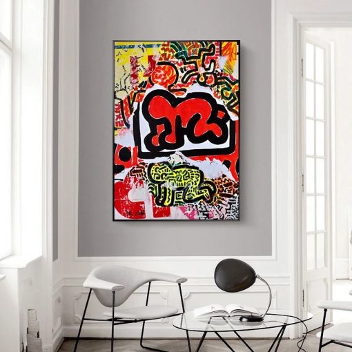 Pop Graffiti Art Heart Canvas Painting Abstract Street Art Posters and Prints Wall Art Picture for 4