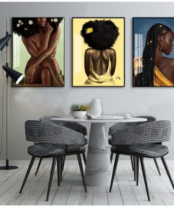 Print Scandinavian Wall Art Picture for Living Room African Art Black Girl Woman Portrait Painting on 2