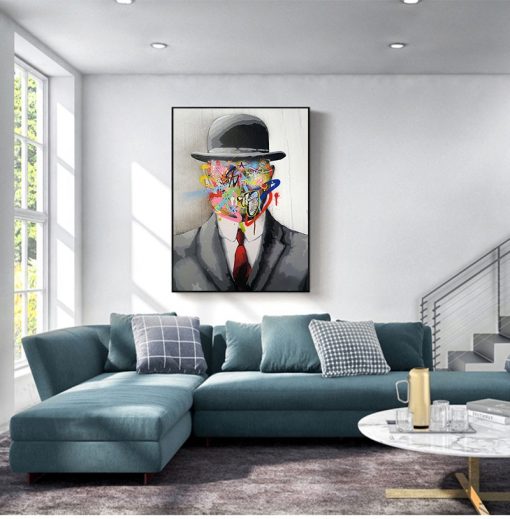 Rene Magritte Famous Painting Son of Man Graffiti Art Posters and Prints Pop Art Canvas Paintings 3