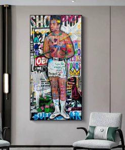 Street Graffiti Pop Art Boxing Champion ALI Portrait Poster And Print Abstract Canvas Painting Gym Wall 4