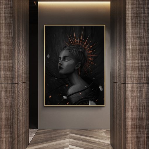 The African Woman In The Dark Poster Abstract Black Woman Canvas Painting Dark Goddess Wall Art 1