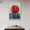 Abstract Japanese Sunrise Posters and Prints Wall Art Canvas Painting Pictures For Living Room Scandinavian Seascape