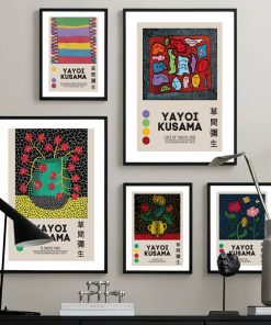 Abstract Yayoi Kusama Flower Posters And Prints Japanese Exhibition Wall Art Canvas Painting Wall Pictures For 2