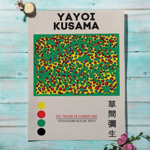 Abstract Yayoi Kusama Flower Posters And Prints Japanese Exhibition Wall Art Canvas Painting Wall Pictures For 3