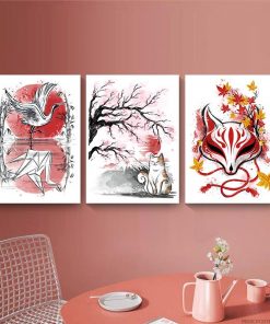 Anime Art Wall Geisha Cat Koi Landscape Series Poster Kraft Paper Prints Home Decoration Cartoon Paper 2