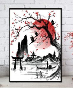 Anime Art Wall Geisha Cat Koi Landscape Series Poster Kraft Paper Prints Home Decoration Cartoon Paper 3