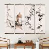 Chinese Ink Landscape Bamboo Canvas Scroll Painting Poster Prints Wall Art Pictures for Livingroom Bedroom Home