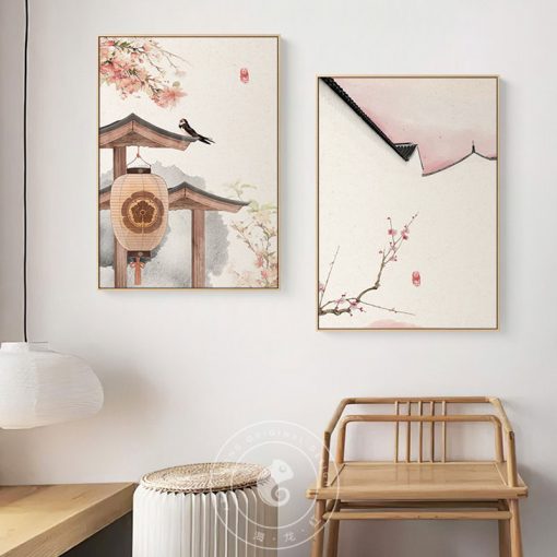 Chinese Style Landscape Posters Flowers Trees and Chinese Canvas Painting Prints Wall Art Pictures for Living 2