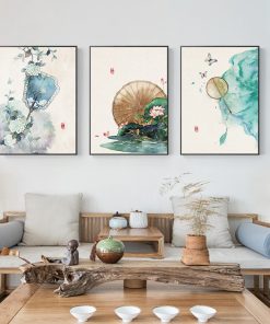 Chinese Style Landscape Posters Flowers Trees and Chinese Canvas Painting Prints Wall Art Pictures for Living 4